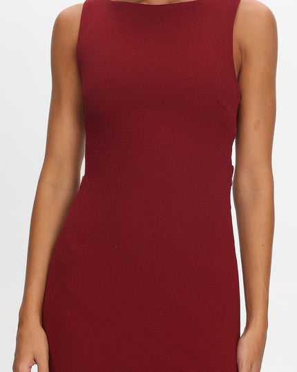 Wine Asymmetric Hem Maxi Dress