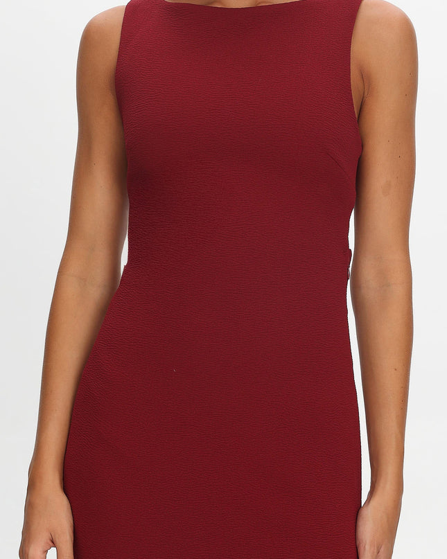 Wine Asymmetric Hem Maxi Dress