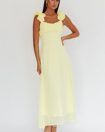 Yellow Lace-Up Back Maxi Dress