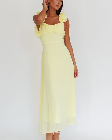 Yellow Lace-Up Back Maxi Dress