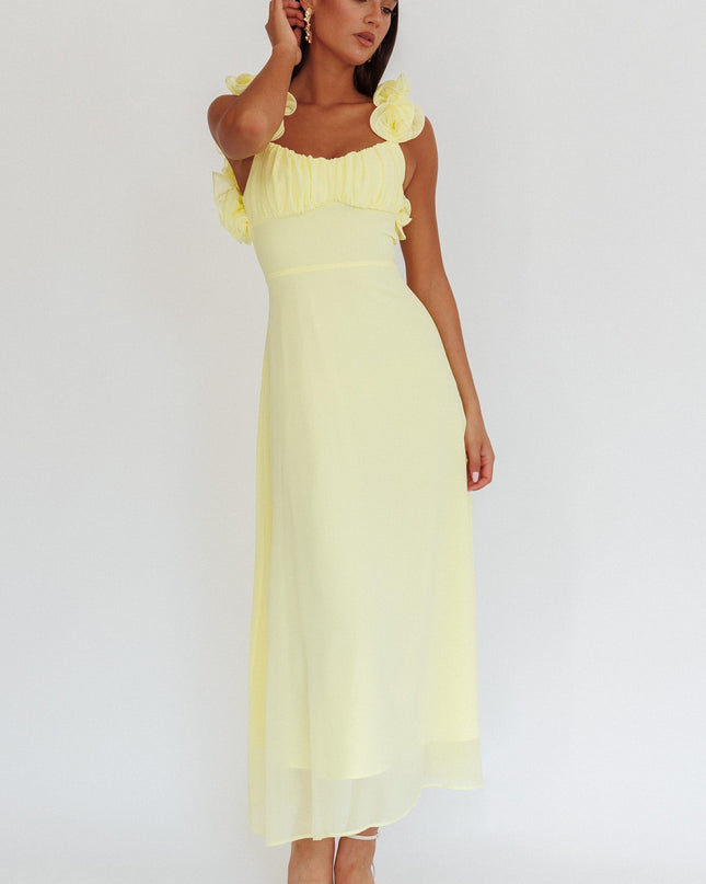 Yellow Lace-Up Back Maxi Dress