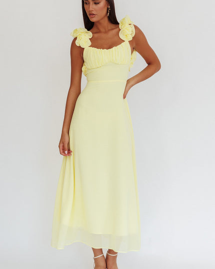 Yellow Lace-Up Back Maxi Dress