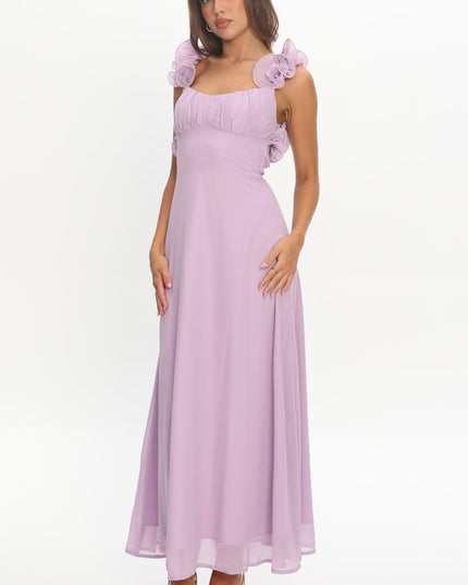 Lilac Lace-Up Back Maxi Dress