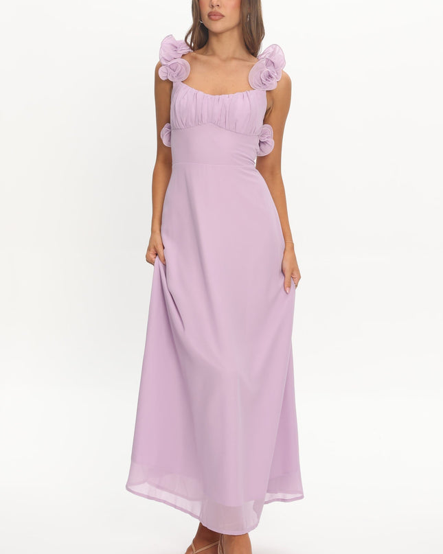 Lilac Lace-Up Back Maxi Dress