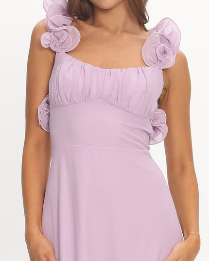 Lilac Lace-Up Back Maxi Dress