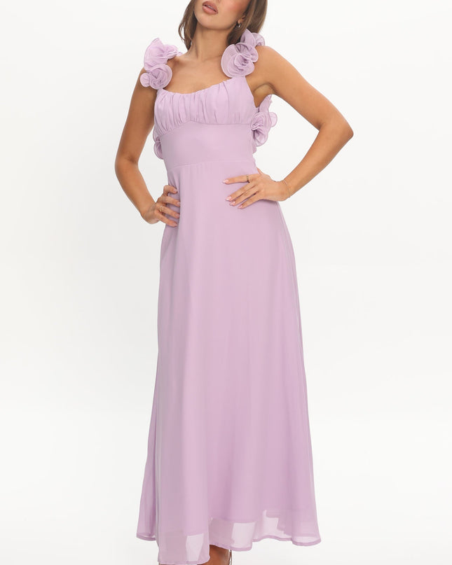 Lilac Lace-Up Back Maxi Dress