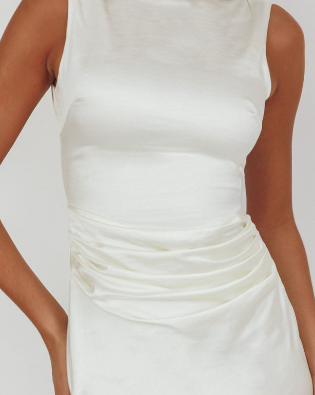 White Pearl Back Midi Dress