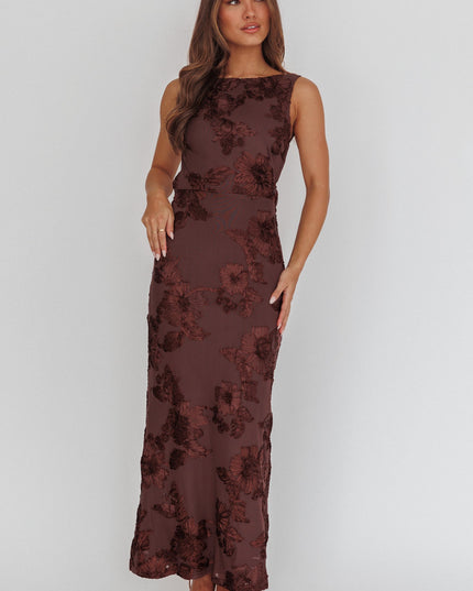 Chocolate Low Back Maxi Dress Floral