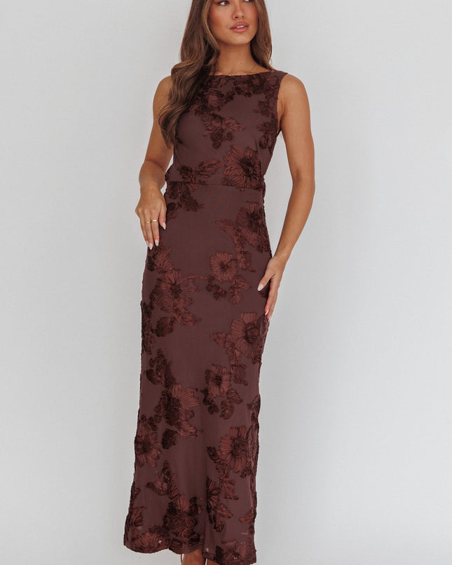 Chocolate Low Back Maxi Dress Floral