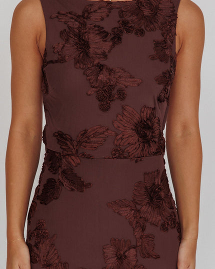 Chocolate Low Back Maxi Dress Floral