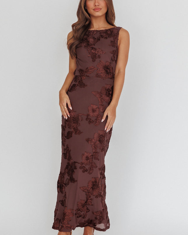 Chocolate Low Back Maxi Dress Floral