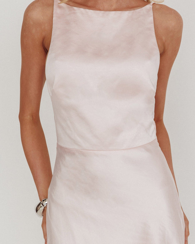 Pink Low Back Lace Insert Maxi Dress