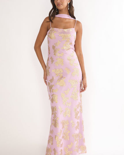 Pink Cowl Back Maxi Dress