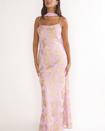 Pink Cowl Back Maxi Dress
