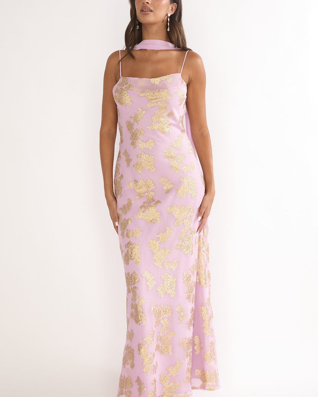 Pink Cowl Back Maxi Dress