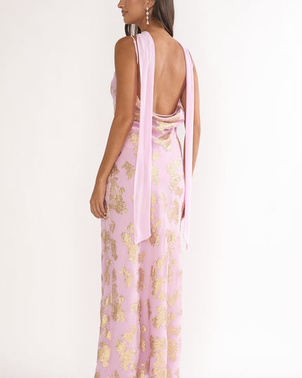 Pink Cowl Back Maxi Dress