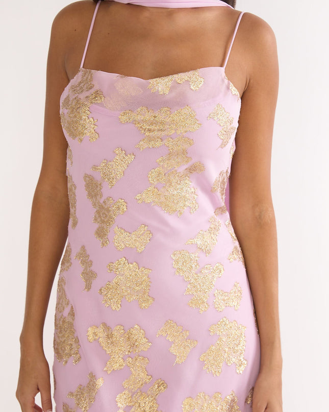 Pink Cowl Back Maxi Dress