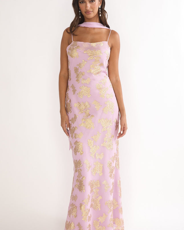Pink Cowl Back Maxi Dress
