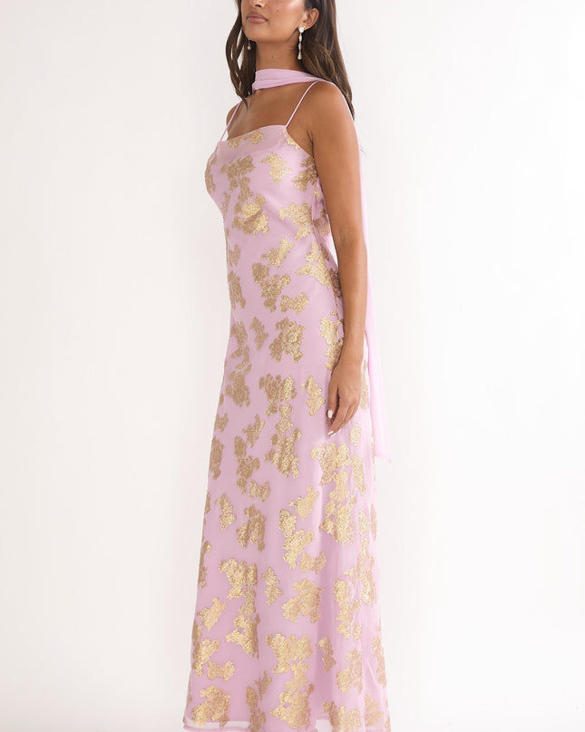 Pink Cowl Back Maxi Dress