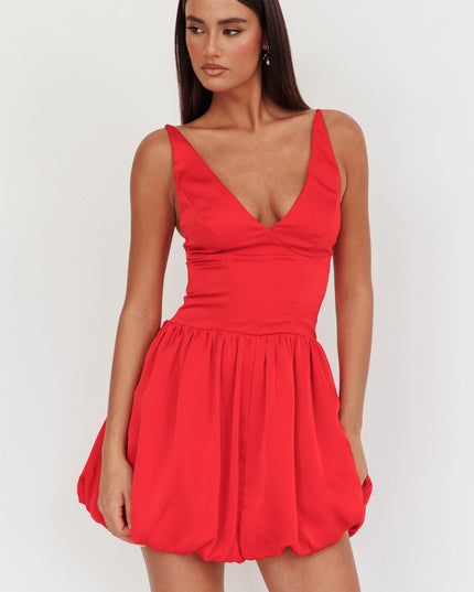 Red Balloon Skirt Mini Dress