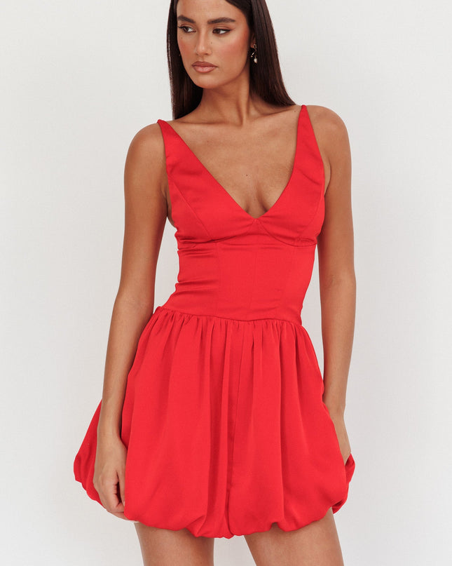 Red Balloon Skirt Mini Dress