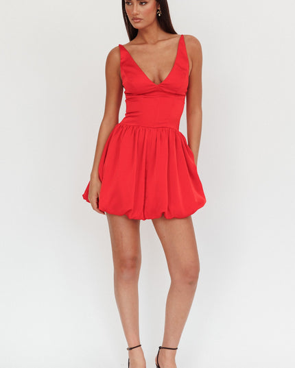 Red Balloon Skirt Mini Dress