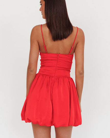 Red Balloon Skirt Mini Dress