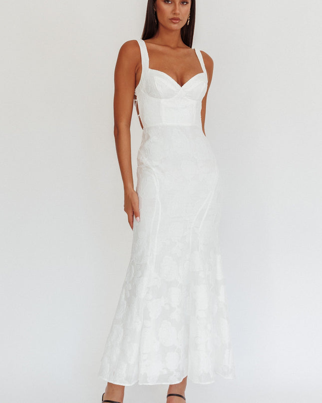 White Moon Strappy Back Maxi Dress Textured