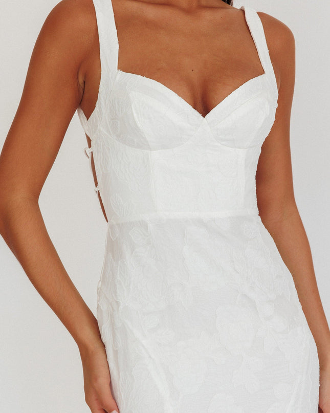 White Moon Strappy Back Maxi Dress Textured