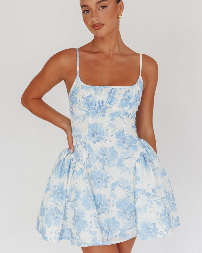 Blue Cami Strap Mini Dress Floral