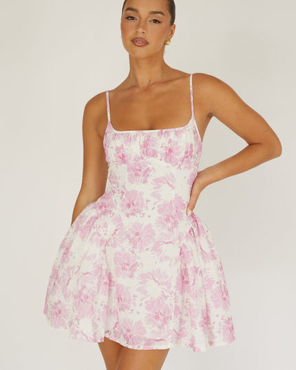 Pink Cami Strap Mini Dress Floral