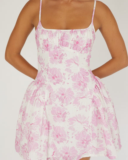 Pink Cami Strap Mini Dress Floral
