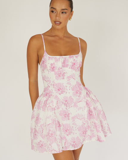 Pink Cami Strap Mini Dress Floral