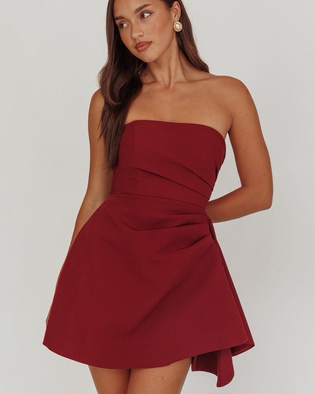 Wine Strapless Mini Dress