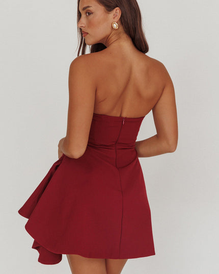 Wine Strapless Mini Dress