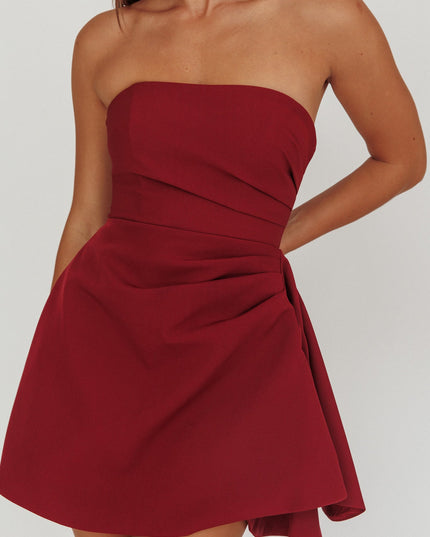 Wine Strapless Mini Dress