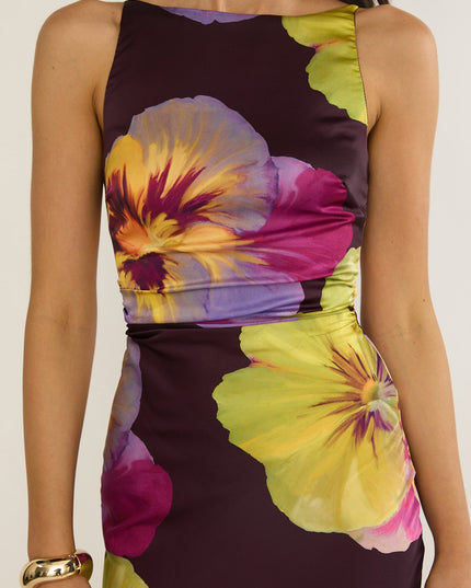 Plum Strappy Low Back Maxi Dress Pansies