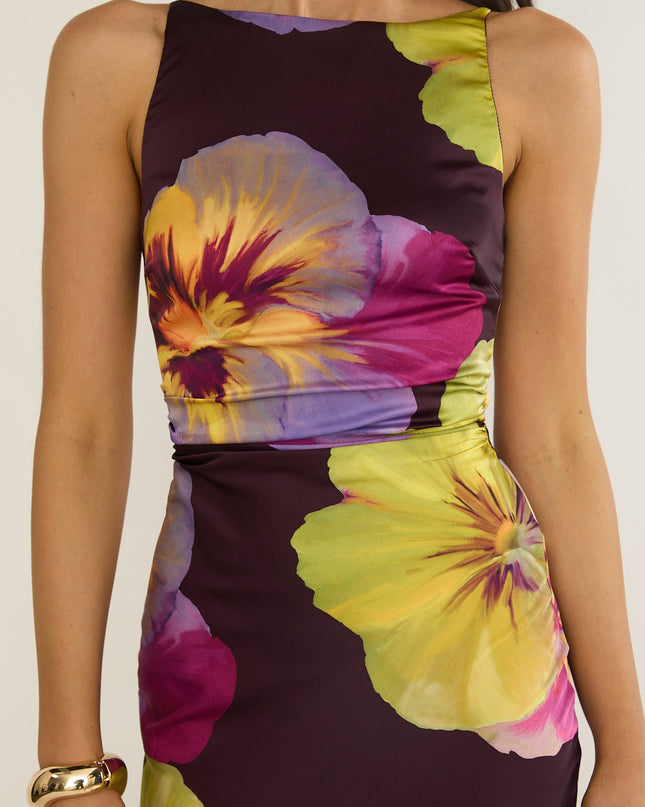 Plum Strappy Low Back Maxi Dress Pansies