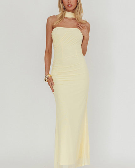 Butter Told Reverse Halter Maxi Dress