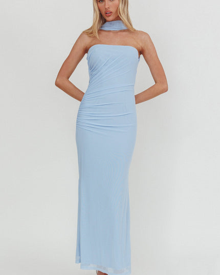 Blue Told Reverse Halter Maxi Dress