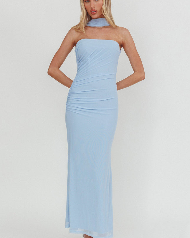 Blue Told Reverse Halter Maxi Dress