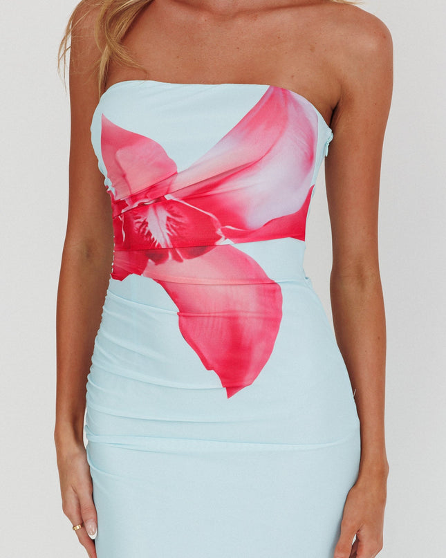 Blue Told Strapless Maxi Dress