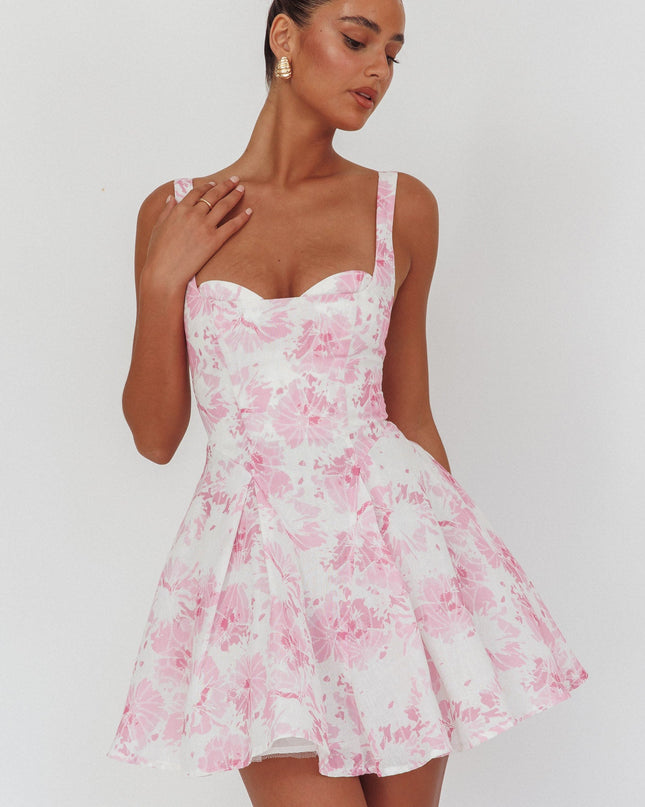 Pink Attention Off-Shoulder Mini Dress Floral