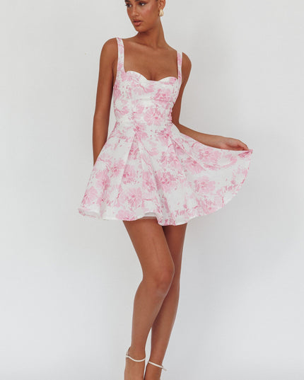 Pink Attention Off-Shoulder Mini Dress Floral