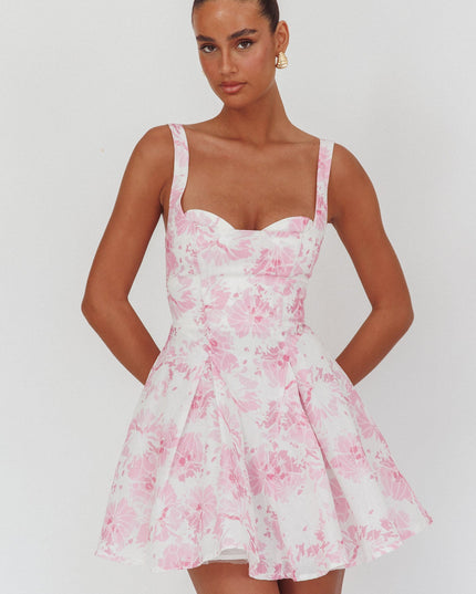 Pink Attention Off-Shoulder Mini Dress Floral