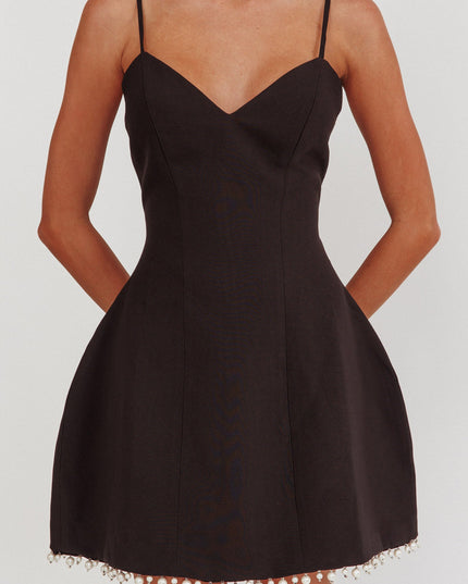 Black Pearl Hem Mini Dress