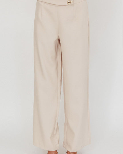 Beige Hardware Decoration Pants