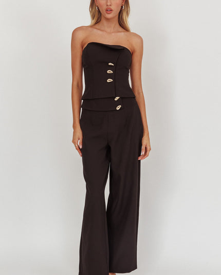 Black Hardware Decoration Pants
