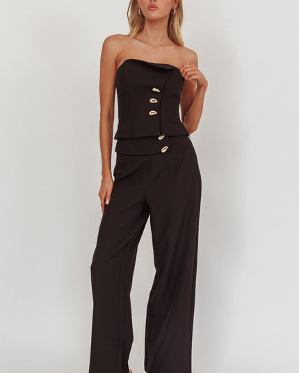 Black Hardware Decoration Pants