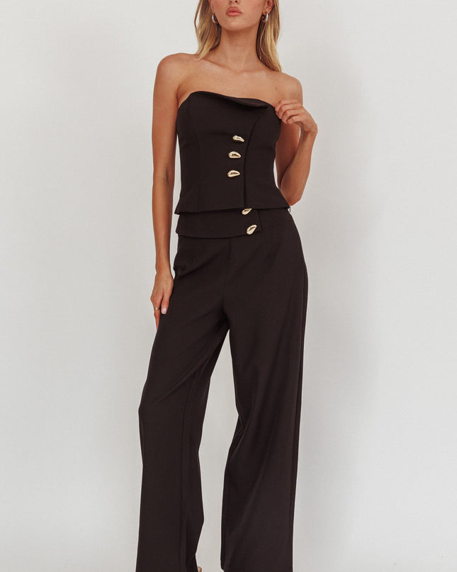 Black Hardware Decoration Pants